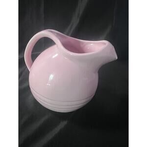 Vintage Marcrest Pastel Pink Ringed 8" Ball Pitcher MCM with Closed Ice Lip